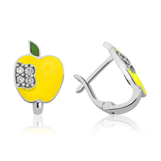 yellow apple figured children's earrings image 0