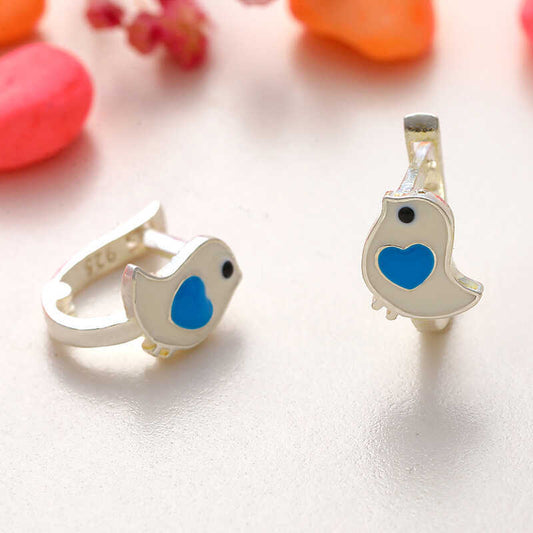 Bird with Blue Heart Earrings image 0