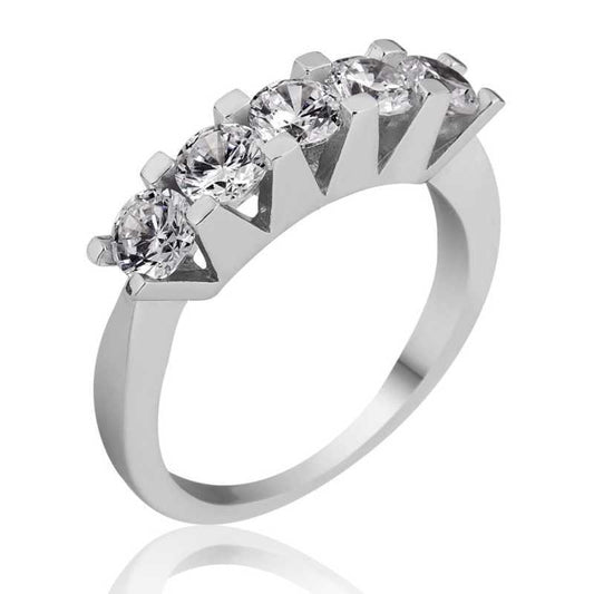 Silver 5 Stone Women's Ring image 0