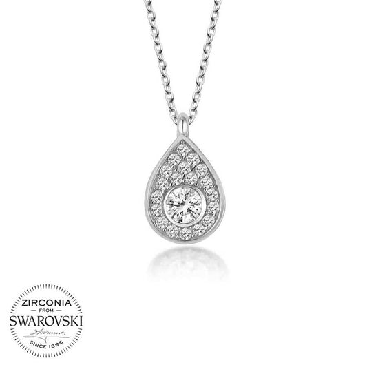 Swarovski Crystals Stone Silver Drop Solitaire Women's Necklace image 0