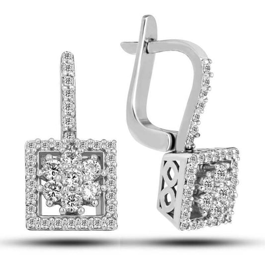 925 Sterling Silver Square Zircon Stone Women's Earrings image 0