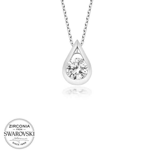 Swarovski Stone Silver Drop Solitaire Women's Necklace image 0