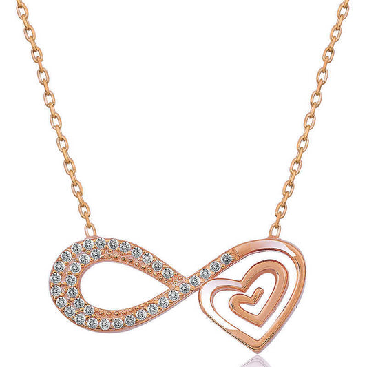 Silver Rose Gold Heart Infinity Women`s Necklace image 0