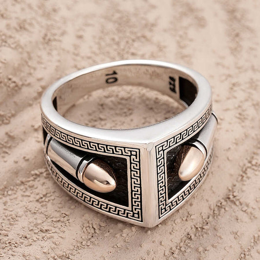 Silver Bullet Motif Men's Ring image 0
