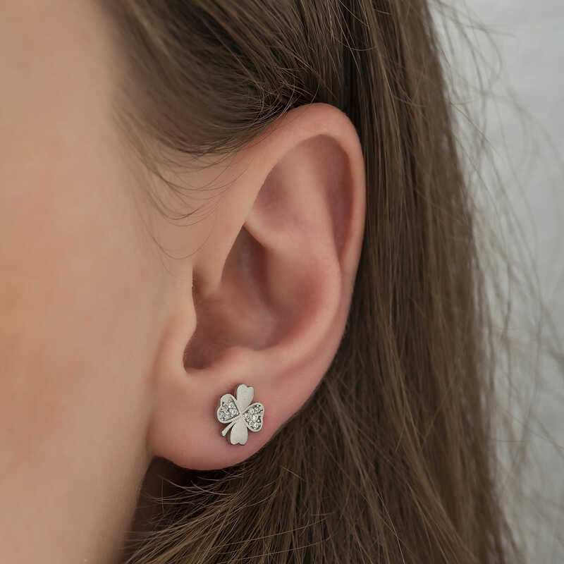 Silver Clover Earrings image 1
