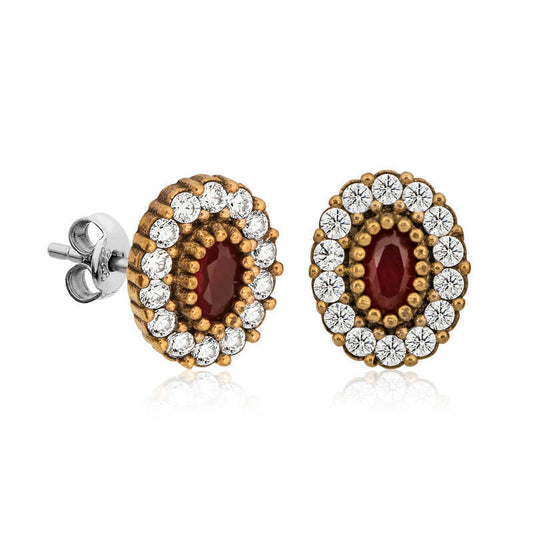Silver Authentic Oval Studded Women's Earrings image 0