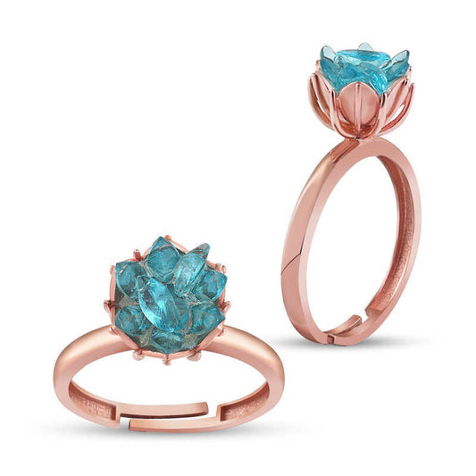 Silver Rose Blue Lotus Flower Ring image 0