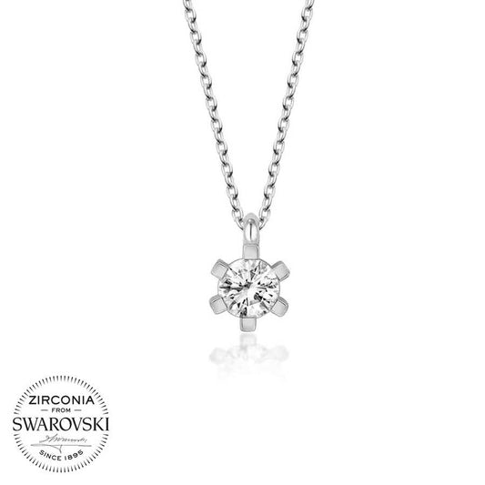 Swarovski Crystals Stone Silver Solitaire Women's Necklace image 0