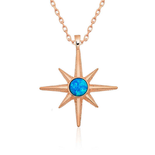 Rose Blue Opal Polar Star Necklace image 0