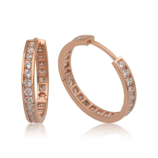 Silver Zircon Stone Hoop Women's Earrings image 0