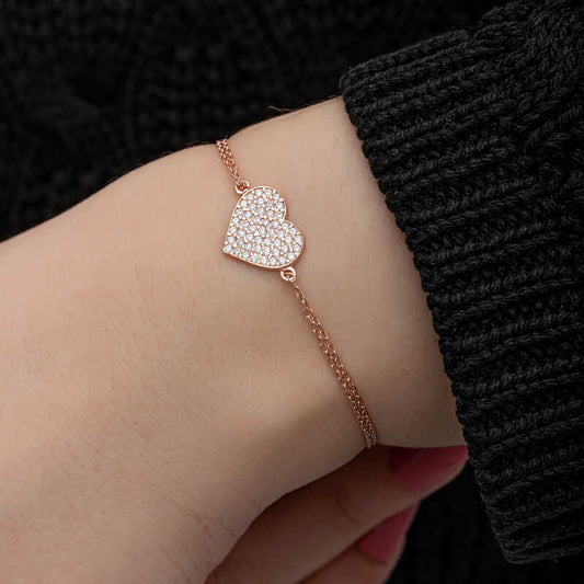 Silver Rose Heart Women's Bracelet image 0