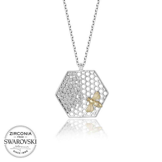 Swarovski Stone Silver Bee Women's Necklace image 0