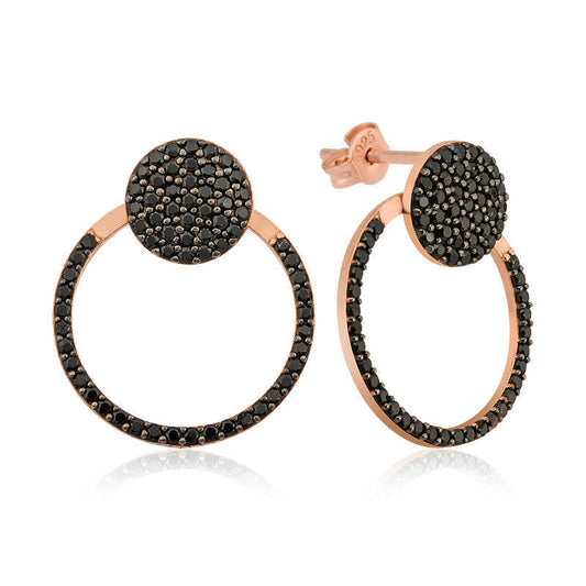 Silver Black Hoop Women's Earrings image 0