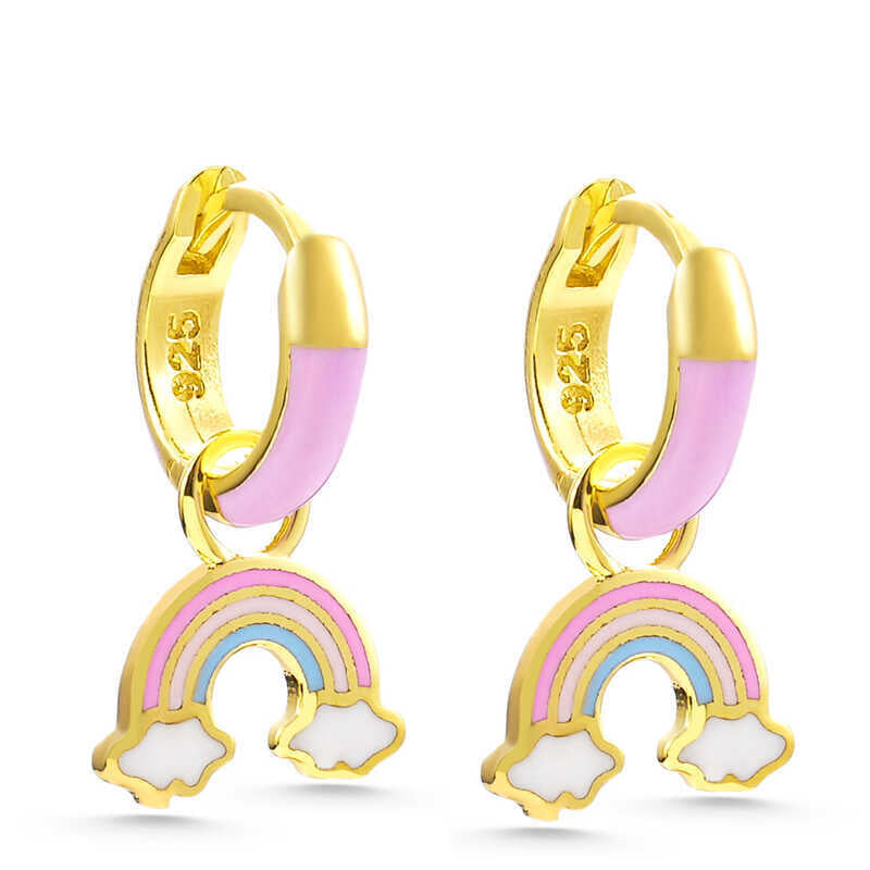 Silver Gold Rainbow Dangling Girl's Earrings image 0