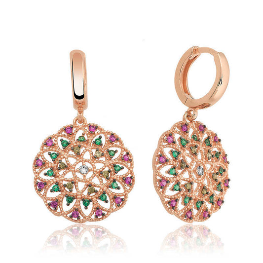 Silver geometric patterned earrings image 0