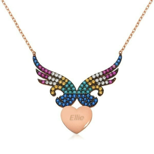 Silver Winged Heart Necklace image 0