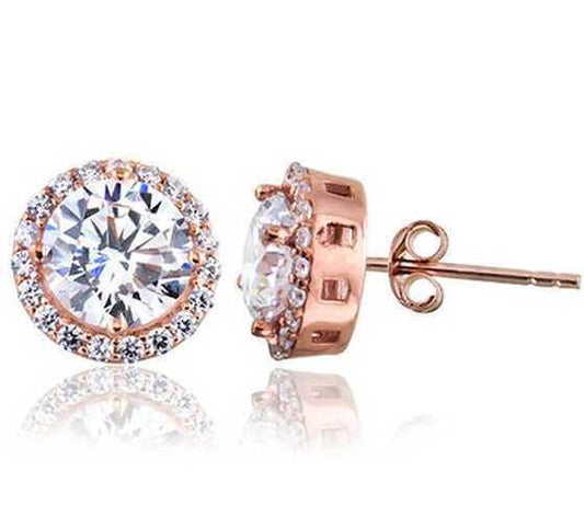 925 Sterling Silver round Zircon Stone stud earring image 0