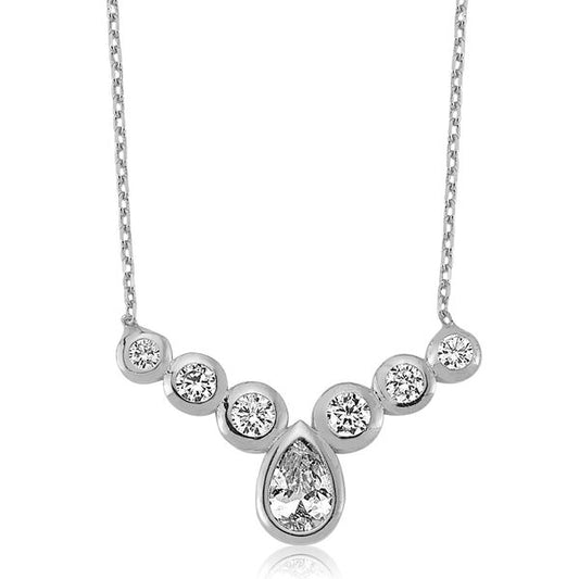 Silver Row Stone Drop Women`s Necklace image 0