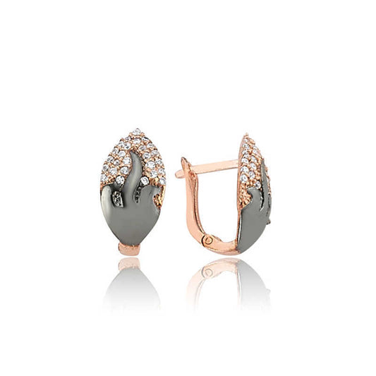 925 Sterling Silver Leaf Patterned Earrings image 0