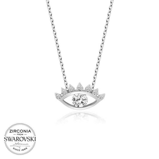 Swarovski Stone Silver Eye Solitaire Women's Necklace image 0