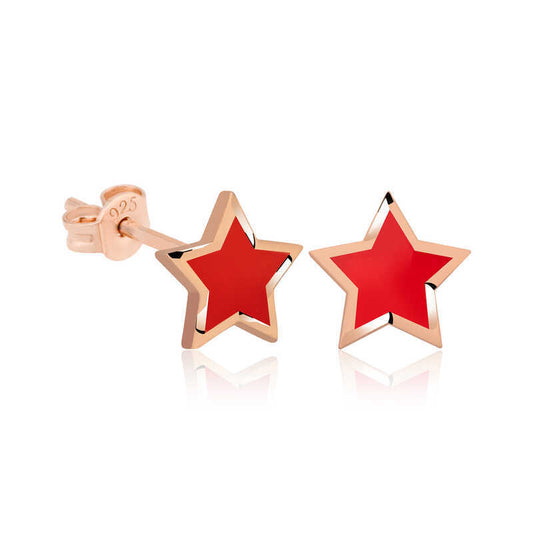 Silver red star women's earrings image 0