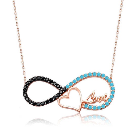 Silver Turquoise Stone Infinity Women's Necklace image 0