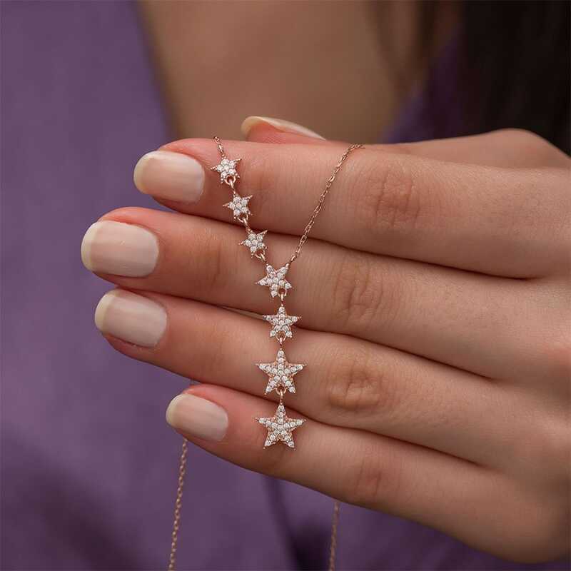 Rose Gold Plated & Sterling Silver Shooting Star Women's Necklace image 1