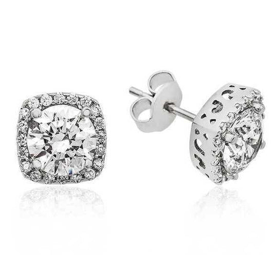 925 Sterling Silver Square Zircon Stone stud earring image 0