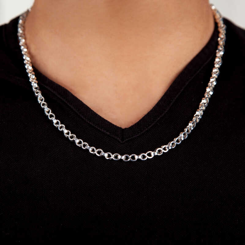 Silver Handcrafted Infinity Men's Chain image 1