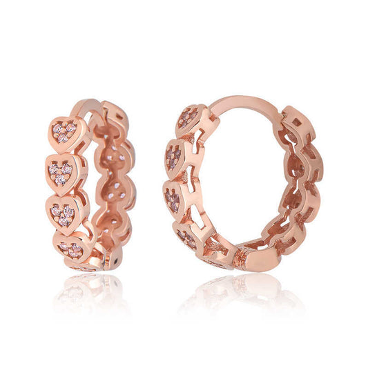 Silver pink Zircon Stone Hoops Women's Earrings image 0