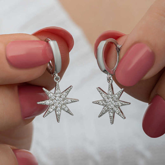 Silver Pole Star Earrings image 0