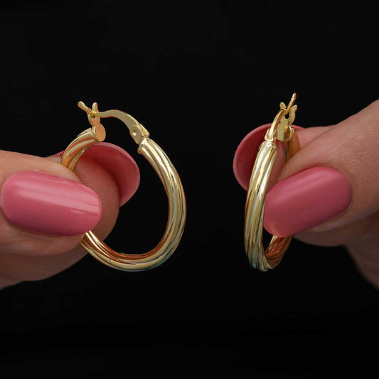 Silver Gold 3 mm Twisted Charnel Earrings image 0