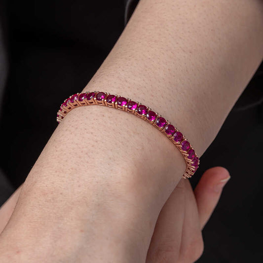 Silver Pink Stone Tennis Bracelet – Rhodium Plated image 0