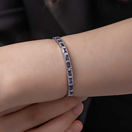 Silver Lilac Stone Tennis Bracelet for Women – Rhodium Plated image 0