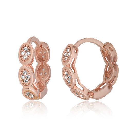Silver Zircon Stone Hoops Women's Earrings image 0