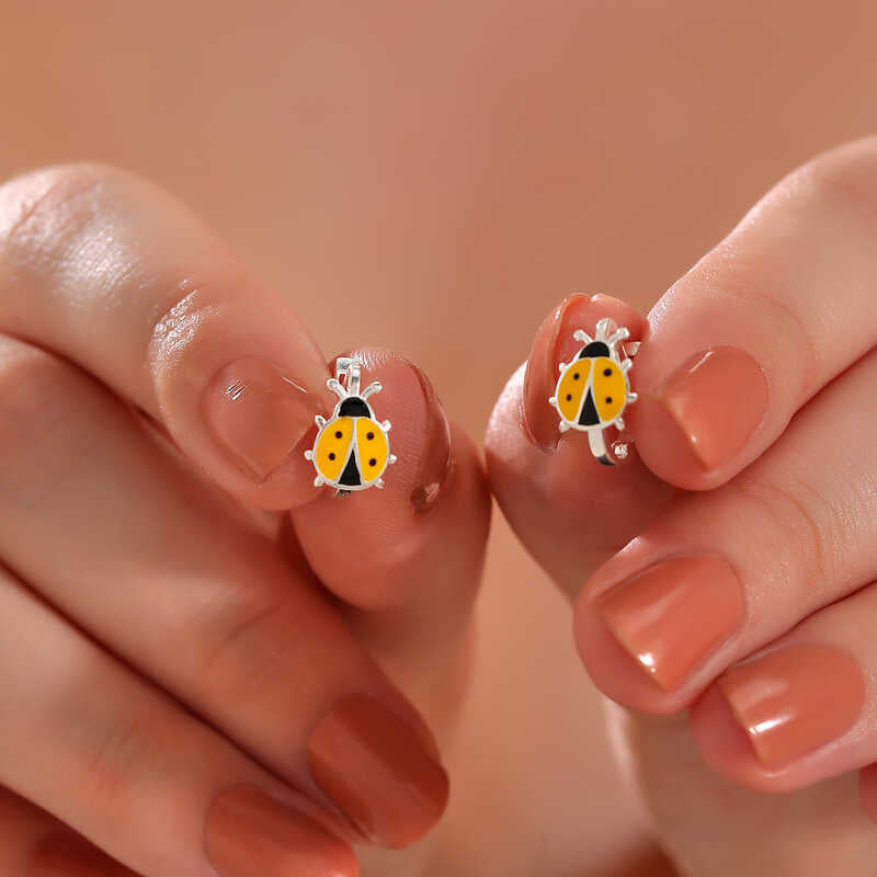 Yellow Ladybug Girl's Earrings image 1