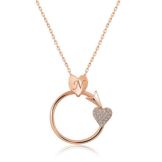 Silver Rose-Plated Arrow to the Heart Necklace image 0