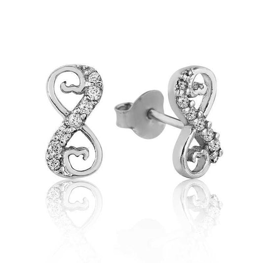 Silver Heart Infinity Studded Earrings image 0