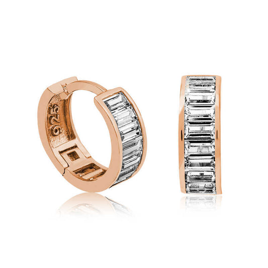 Silver Rose gold Baguette Hoop Earrings image 0