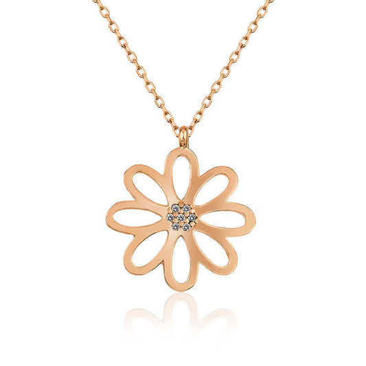 Silver Rose Flower Women's Necklace image 0