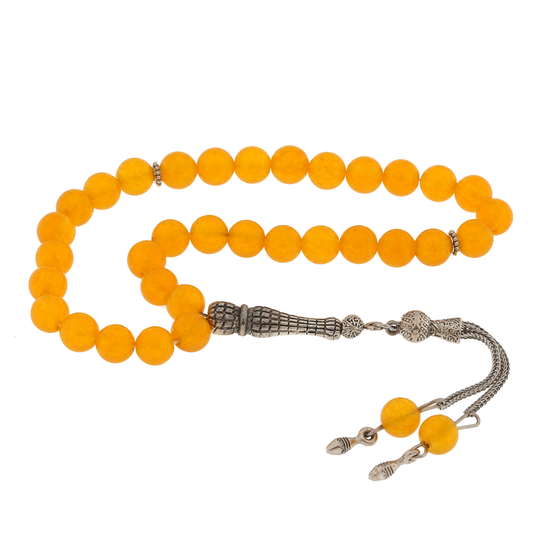 Yellow Jade Stone Tesbih with Metal Tassel image 0