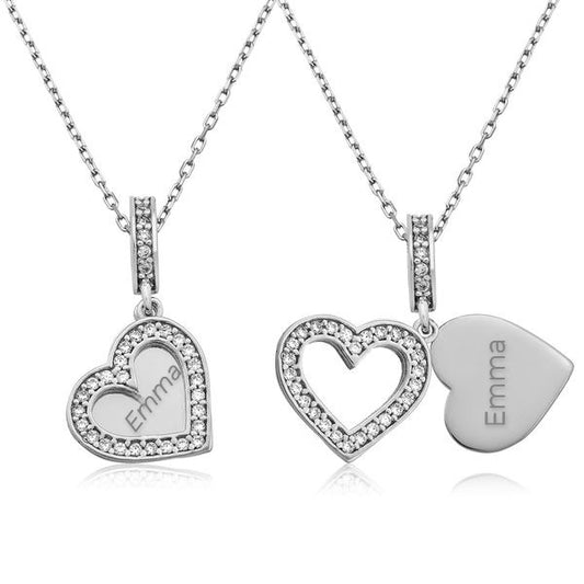 Silver Necklace with Your Name Written in My Hearth image 0