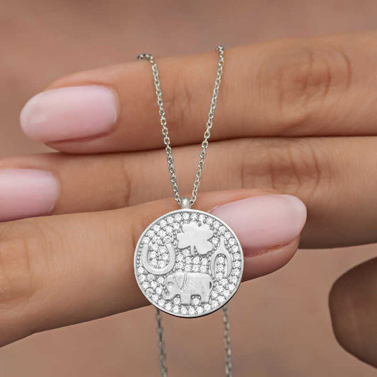 Silver Elephant Motif Lucky Women's Necklace image 0