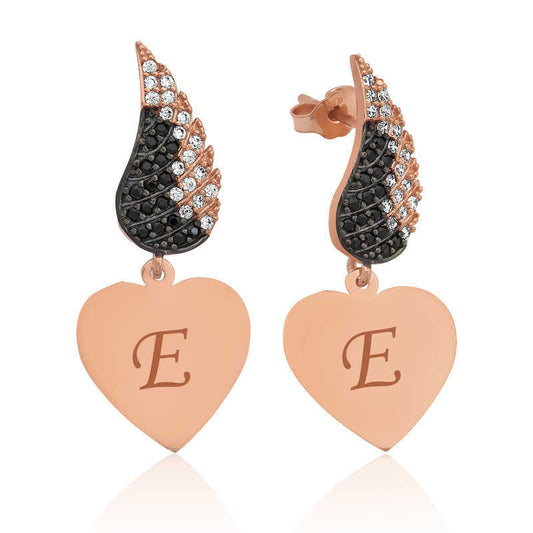 Silver Winged Heart Earrings image 0