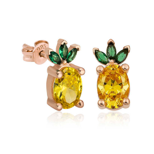 925 Silver Pineapple zircon stone Stud Earrings image 0