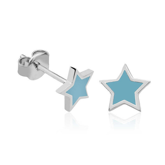 925 Silver Blue Star Earrings image 0