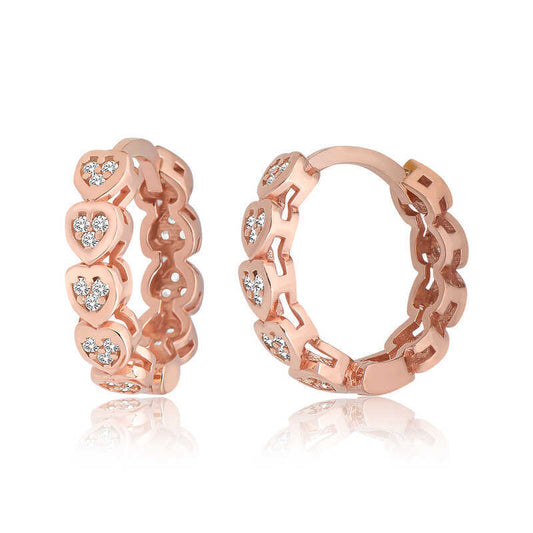 Silver Heart shape Zircon Stone Hoops Women's Earrings image 0