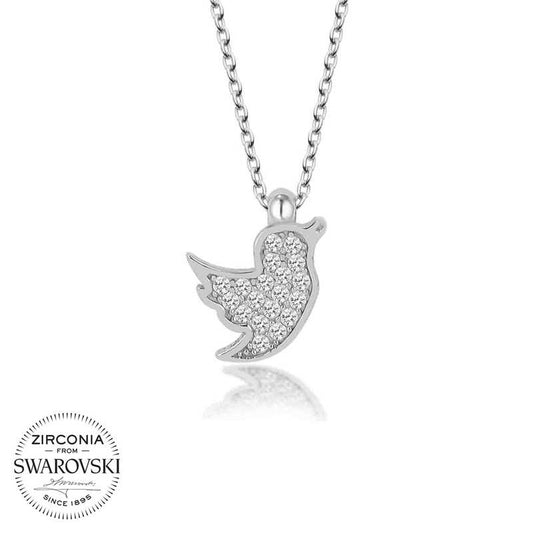 Swarovski Stone Silver Bird Women's Necklace image 0