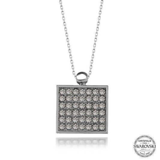 Swarovski Crystal Stone Square 925 Sterling Silver Women's Necklace image 0