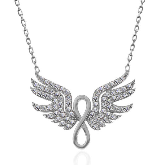 Silver Angel Wing Infinity Women`s Necklace image 0